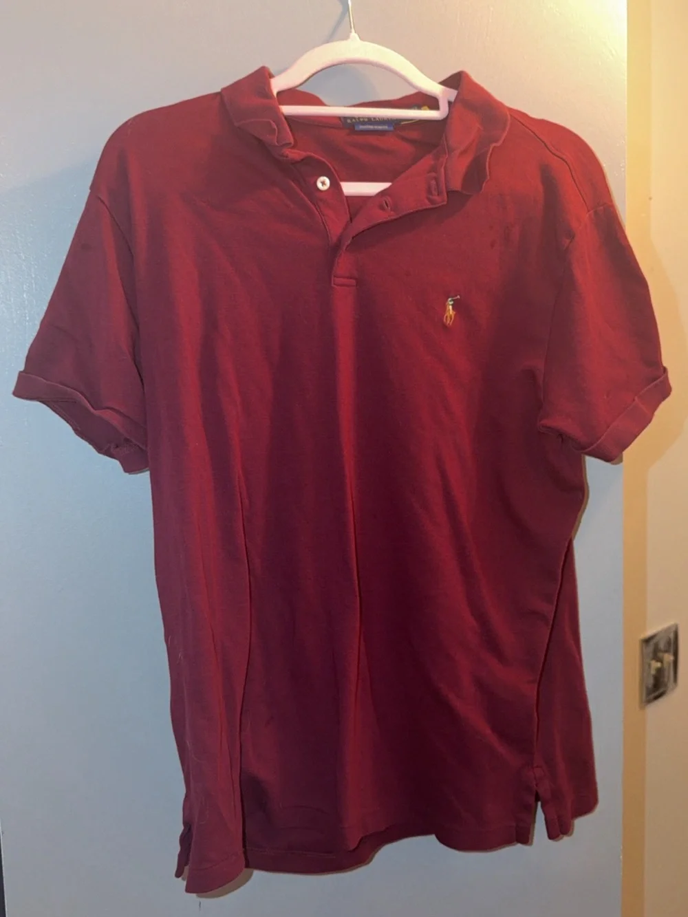 Polo by Ralph Lauren Men's Burgundy Polo with Gold Pony